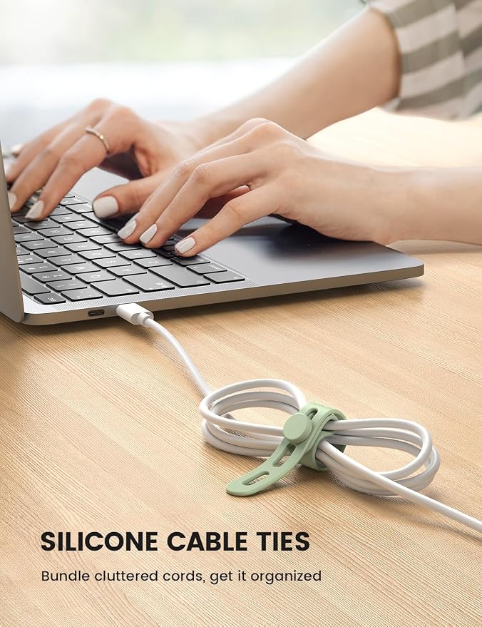 Lamicall 30 Pack Silicone Cable Ties, Multi Color Cord Organizer | Elastic Cable Management Wraps, Home Decor Organizer Ties for Phone Charger, Christmas Travel Accessories Essentials - Image 2