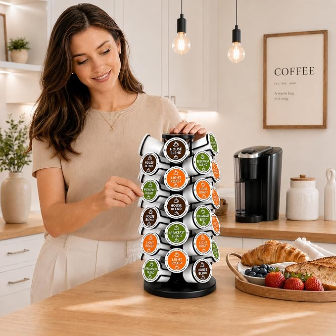 Coffee Pod Holder for 40 Pods, K Cup Holder Organizer with Weighted Base | Heavy-Duty Steel,Smooth & Quiet 360°Rotation,Easy Access,No Assembly Required,Space-Saving for Coffee Stations & Countertops - Image 7