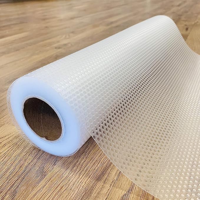 EVALAND Shelf Liner Cabinet Liner Non-Adhesive Drawer Liner 12 in x 20 FT | Non-Slip, Washable, Waterproof, Fridge Liners, Contact Paper, Shelf Liners for Cabinets, Kitchen, Refrigerator, Clear by EVALAND