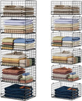 Yociyoga 6-Tier Stackable Closet Organizers and Storage Shelves, Closet Shelf Organizer Basket Bins, Foldable Sweater Storage for Clothes Organizer System, Black（Patent No. 30022416） by FollowWithYociyogaTogether