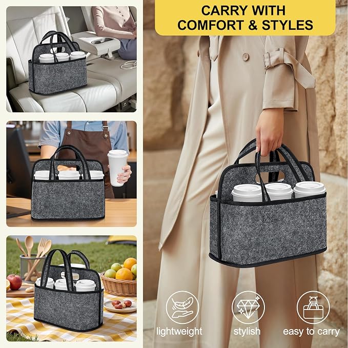 Enlarged 6 Cups Drink Caddy, Drink Carrier with Handle, Water Bottle Caddy | Reusable drink carrier, Assembly-Free Drink Caddy Portable Drink Carrier, Cup Holder Bag Drink Holder for Car, Delivery - Image 3