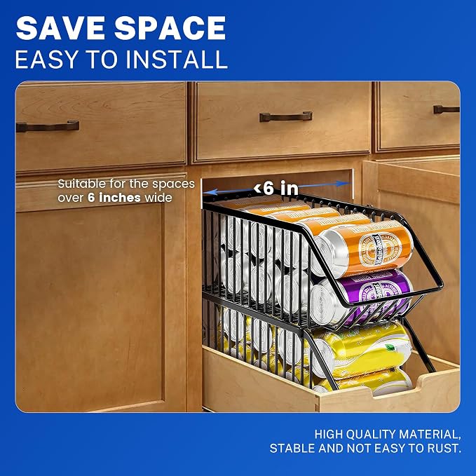 Soda Can Organizer of 4 Pack,Stackable Can Organizer For Pantry, Soda Storage, Soup Soda Can Dispenser, Can Storage Rack for Pet Food Cans - Image 8
