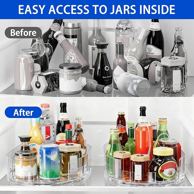 Drink Organizer for Fridge - 360° Rotating Lazy Susan for Refrigerator, 13.5''x8.5'' Clear Lazy Susan Turntable for Refrigerator Organizers and Storage, Kitchen, Table Top, Cabinet, Pantry, 1 Pack - Image 4