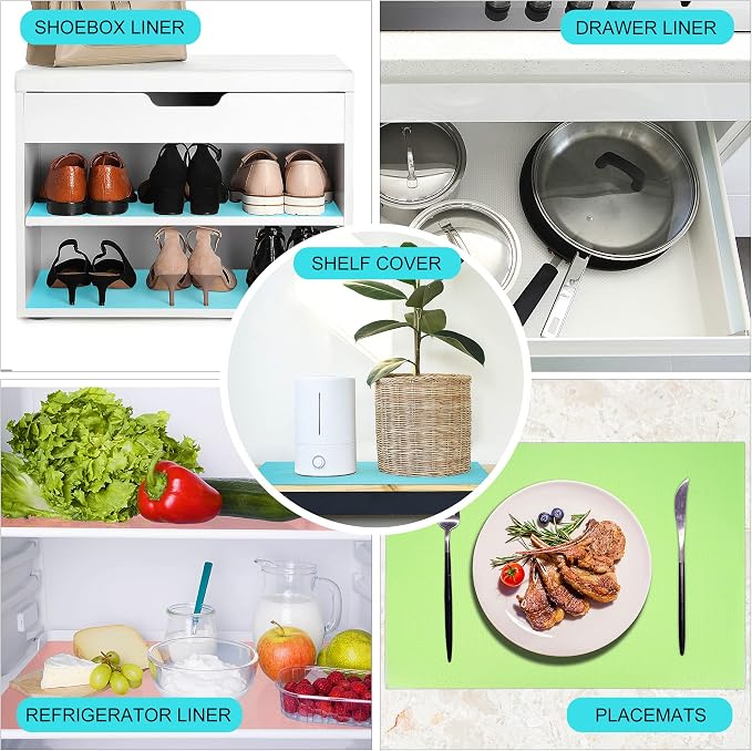8 Pcs Refrigerator Liners Mats Washable, Refrigerator Mats Liner Waterproof Oilproof, Shinywear Fridge Liners for Shelves, Cover Pads for Freezer Glass Shelf Cupboard Cabinet Drawer (8 Black) - Image 4