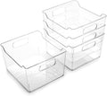 BINO | Plastic Storage Bins - 4 Pack | THE LODGE COLLECTION | Clear Storage | Containers for Organizing with Handles | Pantry Kitchen Organization | Fridge Organizer | Bathroom | Shelves Cabinet by BINO