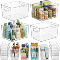 MOONEDGE Set of 12 Clear Plastic Storage Organizer Bins, 4 Large & 8 Small | Under-Sink Storage Containers, Bathroom, Kitchen, Fridge, Cabinet Organization, Clear Bins for Organizing, Small Storage Bins by MOONEDGE