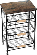 NiuYichee 4-Layer Fruit Basket Kitchen Food Organizer and Rack, Stackable Storage Cart with Desktop, Pull-Out Hollow Metal Basket, Sliding Out Storage (Black 4-Layer Rack) by NiuYichee