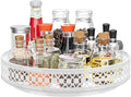 11 inch Lazy Susan Turntable - Metal Spice Organizer for Cabinet Table Top | 360° Smooth Rotating Tray White Lazy Susan with Rim for Dining Table, Pantry, Countertop, Kitchen, Bathroom Vanity Storage by OVICAR