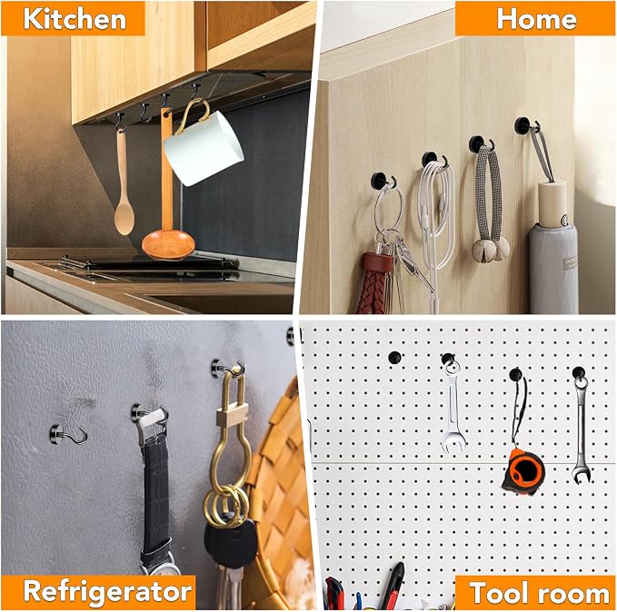 Magnetic Hooks,30Lbs+ Neodymium Black Magnet Hook | Heavy Duty Magnetic Hooks Classroom Must Have, Magnet with Hook for Home, Kitchen Workplace School - 15P - Image 4