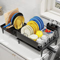 Urackify Expandable Dish Drying Rack with Drainboard for Kitchen Counter | Expands from 16.9 to 26.6 inches to fit more dishes, plates with fast drainage and flexible placement for any sink by Urackify