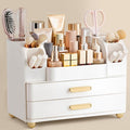HBlife Makeup Organizer for Vanity with Brush Holder, Large Bathroom Countertop Cosmetic Organizer Skin Care Storage, Easy to Store Lipsticks, Nail Polishes, Perfumes, Eyeshadow Palettes, All White by HBlife