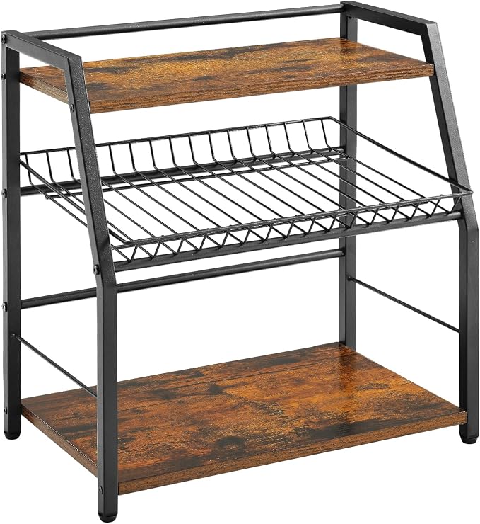 Kitchen Countertop Organizer, Snack Organizer Candy Display Stand Coffee Station Organizer, 3 Tier Wooden Counter Storage for Soda Cans Condiment Tea, for Pantry Office Bathroom, Black by Unknown