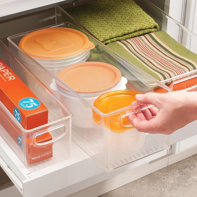 iDesign Plastic Stackable Pantry Bin with Handles, Clear | For Cabinets or Fridge, Made in USA - Image 8