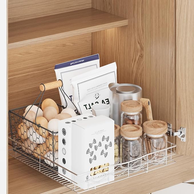 Pull Out Cabinet Organizer, 50LB Load Capacity Bottom-mount Sliding Drawer for Pots and Pans, 17" W x 21" D Under Sink Storage Shelf for Cabinet Opening 18" W x 22" D or Larger, Chrome Finish - Image 6