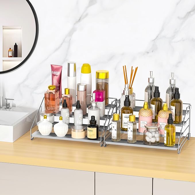 BOIVSHI 4 Tier Spice Rack for Cabinet, Depth Adjustable Spicy Shelf,Gray | Metal Seasoning Organizer, Kitchen Spicy Shelf for Countertop, Screwless Assembly Pantry Storage for for Spices, Jar, Bottle - Image 8