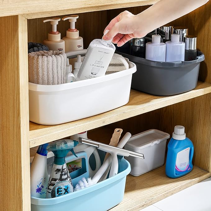 Goderewild Multi-Purpose Plastic Cleaning Caddy with Handle, Shower Caddy Organizer/Storage Basket/Totes Portable for Bathroom Supplies, Cleaning Products, Under Sink Tool, Housekeepers (White) - Image 9