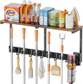 Broom Holder Wall Mount with Cleaning Supplies Organizer, Laundry Room Organization and Storage Shelves with Mop Hanger Rack Gripper Hooks, Utility Shelf Closet Organizer for Home Garage Kitchen by Olakee