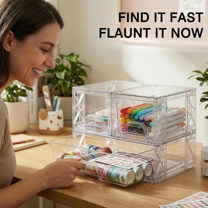 Stackable Storage Drawers 3 Pack Undersink Bathroom Organizer Bins | Pull-Out Drawers, Easy Assembly, Stackable Design, for Under-Sink Cosmetics Kitchen and Snacks - Image 7
