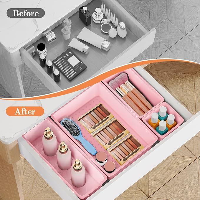 SpaceHacks 25 PCS Plastic Drawer Organizer, 4-Size Versatile Organizer Trays & storage Bins - Image 4