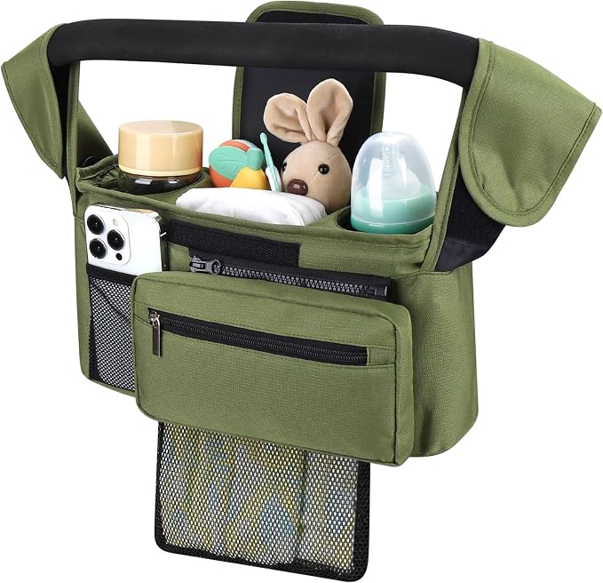 Accmor Universal Stroller Organizer with Insulated Cup Holder Detachable Phone Bag and Shoulder Strap,Stroller Bag Caddy Organizer for Uppababy, Baby Jogger, Britax Strollers by Accmor