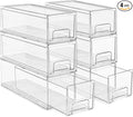 Sorbus Small Wide Clear Storage Drawers (6 Pack) – Stackable Storage Drawers for Pantry, Fridge, or Cabinet – Slide Out Clear Bins with Handles for Organizing by Sorbus