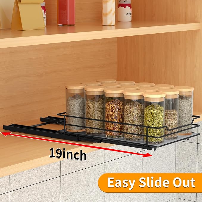 BOIVSHI Pull Out Spice Rack Organizer for Cabinet, Heavy Duty Slide Out Spice Rack Organizer for Kitchen Cabinets and Pantry, Fits Spices, Sauces, Canned Food (6.5''Wx10.5''Dx2.5''H) - Image 5