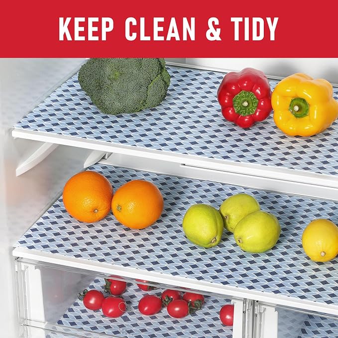 Cooyes 12 Pack Cloth Shelf Liners 17.7" × 24", Non-Slip Refrigerator Liners Machine Washable, Refrigerator Drawer Mats for Glass Shelves and Kitchen Cabinets, (Light Blue) - Image 2