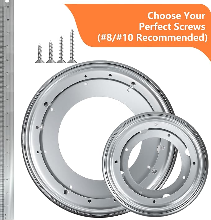 12-Inch Heavy Duty Lazy Susan Bearing, 1000LB Capacity Zinc Plated Turntable Hardware, for Smooth Rotation in Kitchen Cabinet, DIY Projects, Serving Tray Base (1-Pc) - Image 2