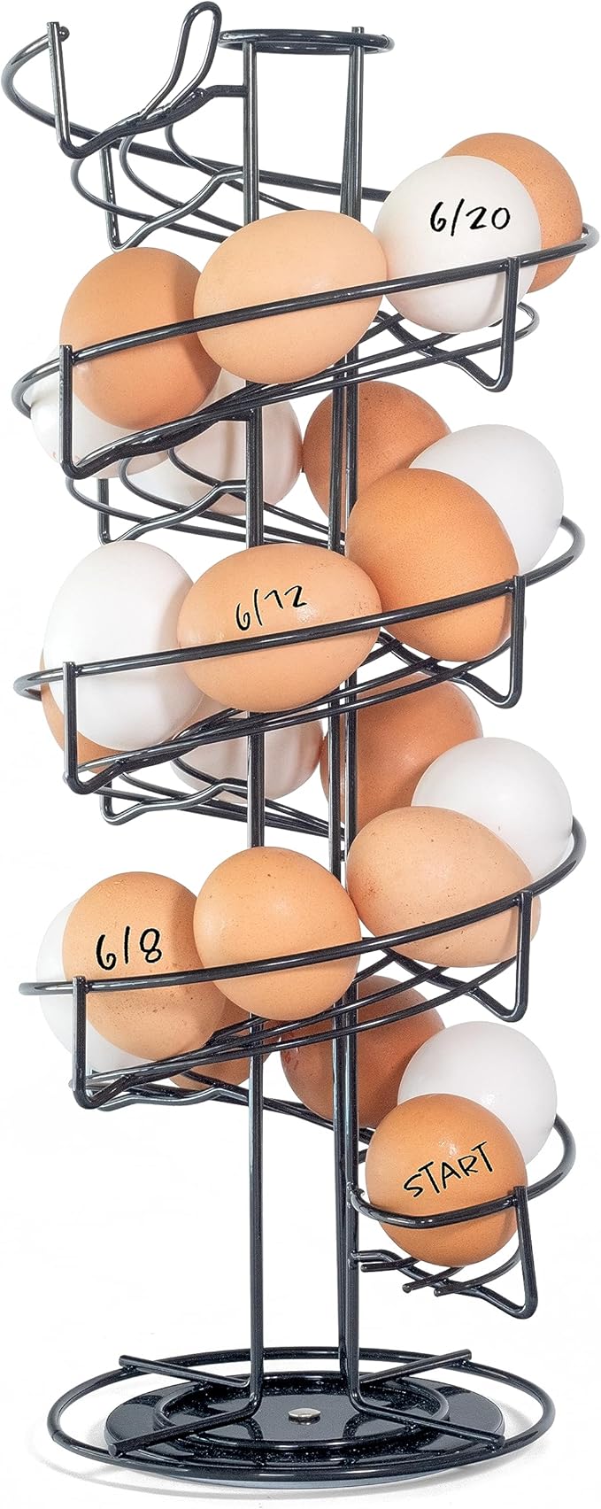 Shop Square Spiral Egg Holder Countertop - Holds 3 Dozen - Fresh Egg Storage Skelter Rack for Counter with Non-Slip Base, Black by ShopSquare