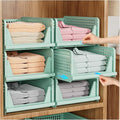 SNSLXH 5 Pack Stackable Closet Organizer Box, Multifunctional & Foldable Closet Storage Basket for Bathroom Kitchen Laundry Room Wardrobe Storage, Space-Saving Clothes Storage Drawer Organizer, Green by SNSLXH