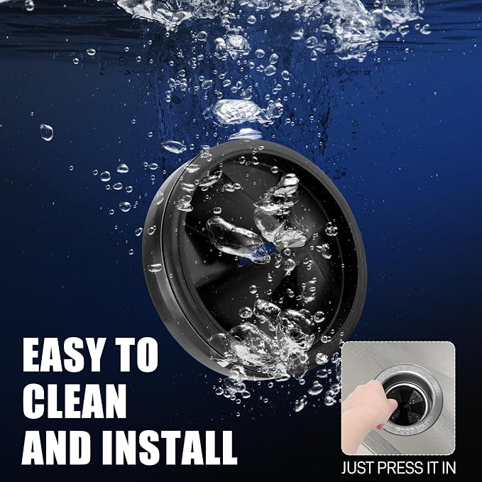 3 3/8" Garbage Disposal Splash Guard Replacement for InSinkErator Evolution | QCB-AM rubber Drain Insert, Sink Baffle, Garbage Disposer Accessories, Upgraded Removable Quiet Collar Drain Plugs, Black - Image 9