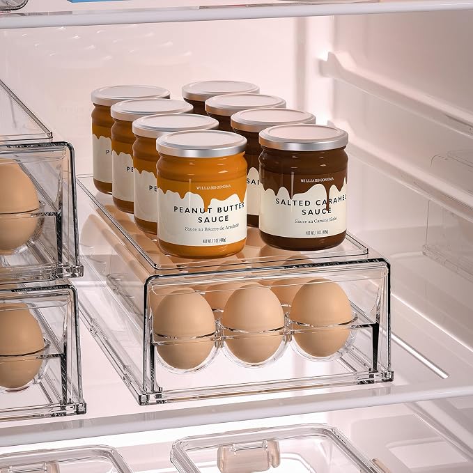 Egg Container for Refrigerator BPA Free Refrigerator Organizer Bins,Stackable Egg Holder for Refrigerator,18 Egg Tray,Clear - Image 6
