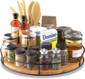 Lazy Susan Turntable Organizer with Anti-Slip Mat for Cabinet Pantry Kitchen Countertop Refrigerator Office, Pine Wood, 13", Carbonized Black by AXTEE