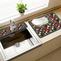 3 Pcs 2 Size Kitchen Sink Splash Guard Faucet Mat Bohemian Flowers Pattern Faucet Mats for Sinks Colorful Flower Absorbing Drying Mat for Kitchen Bathroom by CONCHLERY%E6%97%97%E8%88%B0%E5%BA%97