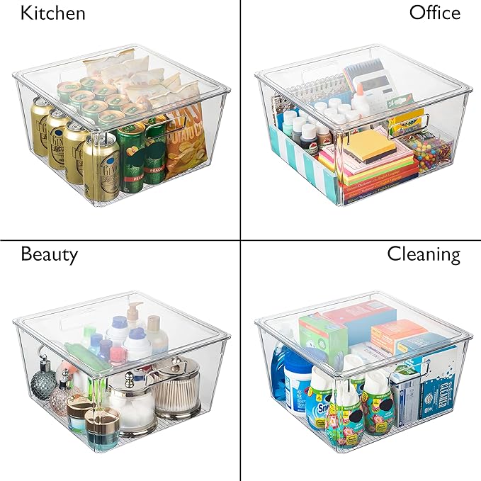 ClearSpace Plastic Storage Bins with Lids, Pantry Organizer, XL, 8 Pack | Plastic storage bins with lids for pantry organization and refrigerator storage - Image 5