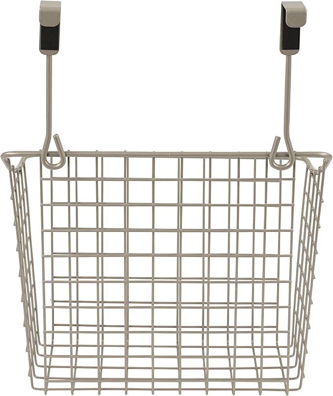 Spectrum Hanging Baskets for Organizing (Large, Satin Nickel) - Grid Over the Cabinet Wire Basket for Kitchen or Bathroom - Door Hanging Storage Organizer for Cleaning Supplies, Washcloths, & Towels - Image 6