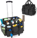LoDrid Professional Rolling Cleaning Bag with Detachable Trolley, Black | Portable Cleaning Cart with Shoulder Strap for Housekeepers, Patent Design by LoDridDirect