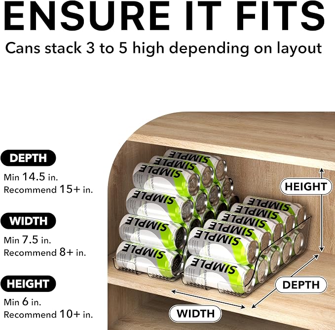 Simple Houseware 4-Pack Assorted Can Organizer for Refrigerator/Pantry | Clear, Set of 4 - Image 5