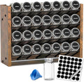 Spice Rack Organizer with 28 Glass Jars, for Cabinet Wall Mount Countertop | 4-Tier Seasoning Organizer with Labels, Chalk Marker & Funnel for Pantry, Kitchen Storage, Wood, 14 in W x 9.4 in H by NESAPTO