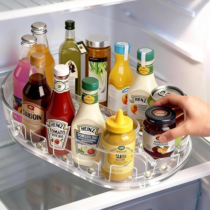 360°Rotating Organizer, Lazy Susan for Refrigerator, 13x8.5 Inch Kitchen Organizer for Fridge, Cabinet, Clear by Unknown