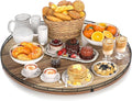 24 Inch Lazy Susan Turntable, Heavy Duty Acacia Wood Round Tray for Kitchen | Easy 360 Degree Spin; Raised Iron Rim; 3 Anti Slip Pads; No Assembly; Farmhouse Decor; Pantry, Cabinet, Gift Box by HGF