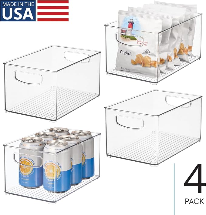 iDesign Stackable Clear Plastic Bin, 4-Pack | Kitchen Organizers and Storage, For Fridge and Pantry - Image 2