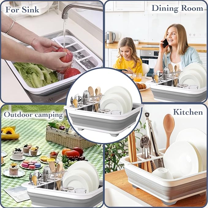 Collapsible Bowls, Plates, and Dishes Drainer, Portable Space-Saving Dish Rack for Kitchen, RV, Campers, and Travel Trailers - Image 7
