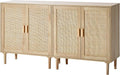 VEVOR Rattan Buffet Cabinet with Storage, 4 Magnetic Doors and Adjustable Shelves, Sideboard for Hallway, Living Room, Kitchen, Natural by VEVOR