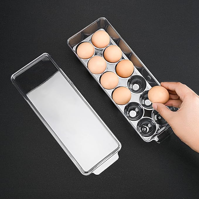 12 Eggs Holder for Refrigerator, Clear Egg Container for Fridge, Kitchen - Image 6