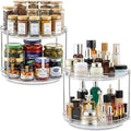 2 Set 2 Tier Non-Skid Acrylic Lazy Susan Organizer - Rotating Spice Rack - Turntable Spinning Organization for Kitchen, Pantry, Countertop, Closet, Bathroom, Vanity, Medicine Cabinet Organizing, 11'' by MakeLifeBetterEasier