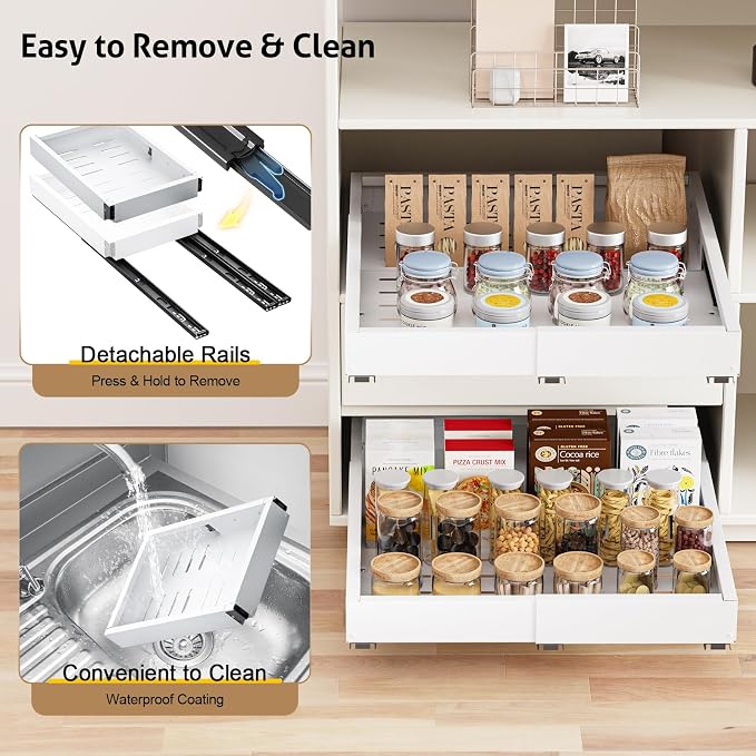 2 Pack Pull Out Cabinet Organizer, Expandable Width (11.4"-18.9") Depth (16.3"-21.7") Pull out Drawers for Cabinets with 3 Rails, No Drill Adhesive Film or Nail Slide out Drawers for Kitchen, Pantry - Image 7