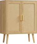 Iwell Storage Cabinet with 2 Shelves, Rattan Cabinet with 2 Doors, Sideboard Buffet Cabinets with Storage for Living Room, Dining Room, Entryway, Natural by IWELL