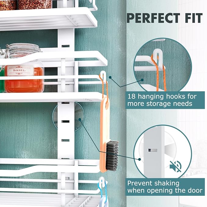 Eastherry Over The Door Pantry Organizer，9-Tier Over The Door Organizer with Adjustable Basket，Metal Hanging Pantry Organizers and Storage for Kitchen, Back of Door Seasoning Rack (Pack of 2) - Image 6