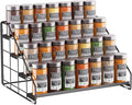 Spice Rack Organizer for Cabinet, 4 Tiered Spice Rack Organizer, Tiered Adjustable Spice Shelf for Kitchen Countertop Organization, Bright Black by GIGIFTREE